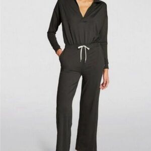 Women's Black Drawstring Jumpsuit
